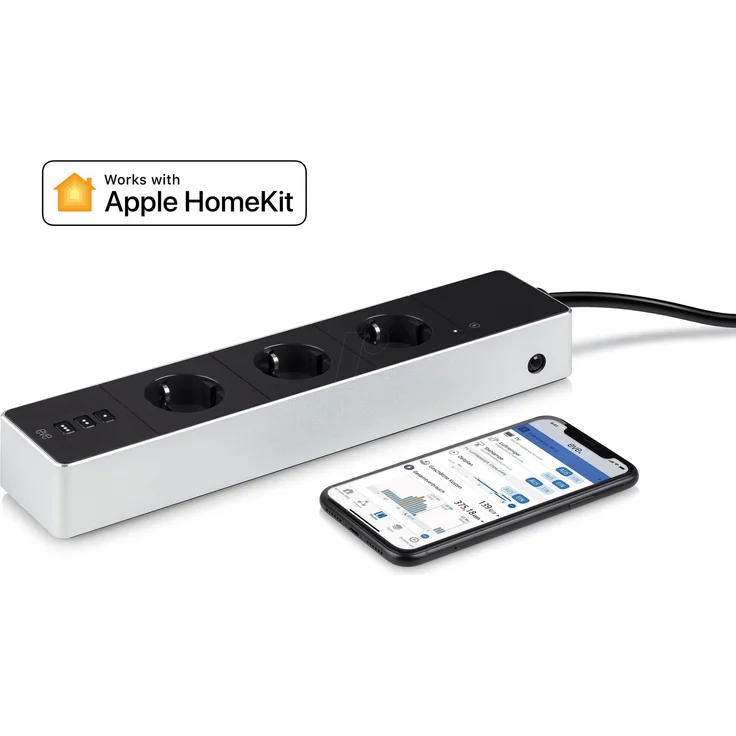 Eve Energy Strip - Smarte Dreifach-Steckdosenleiste (Deutsche Markenqualität) mit Verbrauchsmessung, Überspannungsschutz, -zertifiziert, WiFi (2,4-GHz-Band), Apple HomeKit – Bild 3