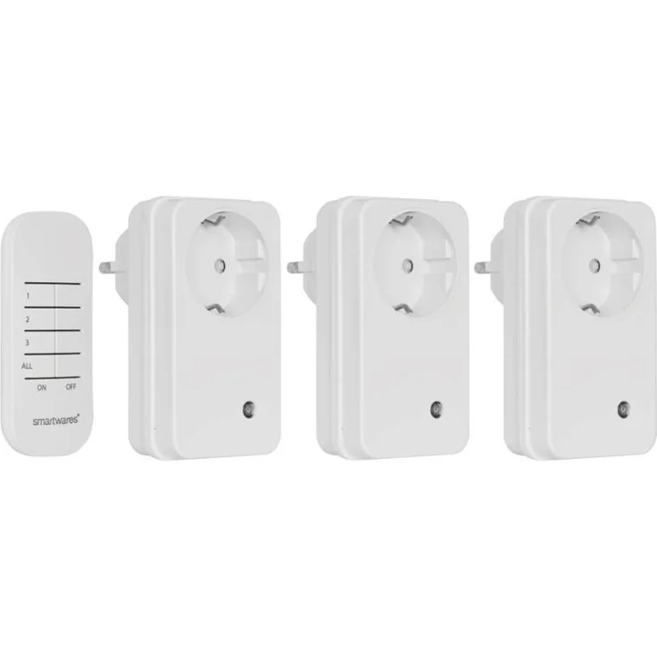 Smartwares Schalter SmartHome Basic Funksteckdosen im 3er Set mit Fernbedienung, HomeWizard kompatibel, SH4-99552, 230 V, Weiß – Bild 2