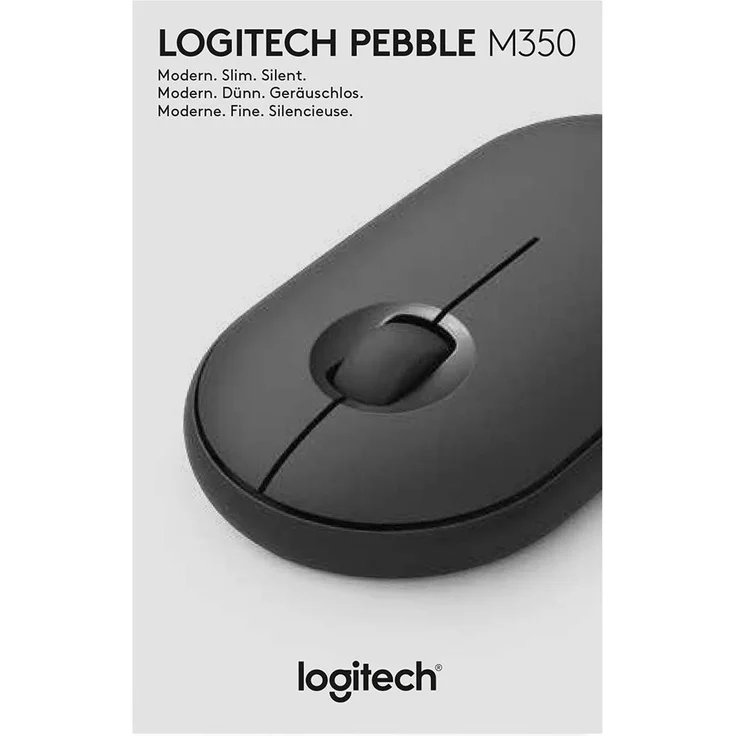 Logitech M350 Pebble Kabellose Maus, Bluetooth und 2.4 GHz Verbindung via Nano USB-Empfänger, 18-Monate Akkulaufzeit, 3 Tasten, Leises Klicken und Scrollen, PC-Mac-iPadOS - graphite-schwarz – Bild 6