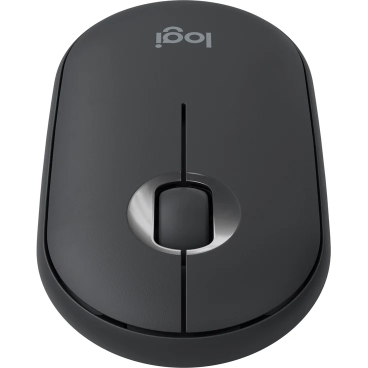 Logitech M350 Pebble Kabellose Maus, Bluetooth und 2.4 GHz Verbindung via Nano USB-Empfänger, 18-Monate Akkulaufzeit, 3 Tasten, Leises Klicken und Scrollen, PC-Mac-iPadOS - graphite-schwarz – Bild 4