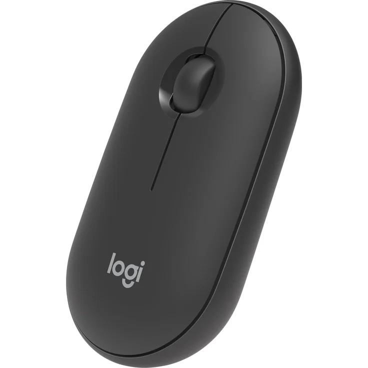 Logitech M350 Pebble Kabellose Maus, Bluetooth und 2.4 GHz Verbindung via Nano USB-Empfänger, 18-Monate Akkulaufzeit, 3 Tasten, Leises Klicken und Scrollen, PC-Mac-iPadOS - graphite-schwarz – Bild 2