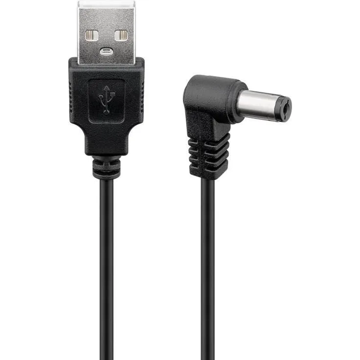 Goobay USB-DC-Kabel 5,5 x 2,1 mm, 1 m, Schwarz - für die Stromübertragung von USB-A-Port zu DC-Geräten (55158)