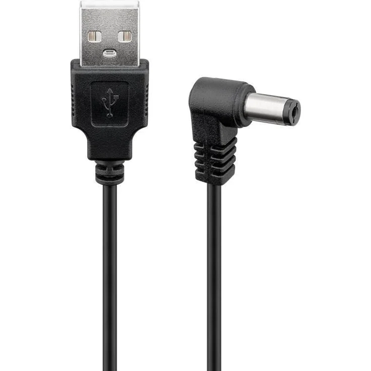 Goobay USB-DC-Kabel 5,5 x 2,1 mm, 1 m, Schwarz - für die Stromübertragung von USB-A-Port zu DC-Geräten (55158) – Bild 1