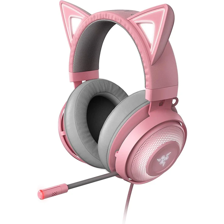 Razer Kraken Kitty Gaming Headset (Das Katzenohren-Headset mit RGB Chroma-Beleuchtung, Mikrofon mit aktiver Rauschunterdrückung, THX Spatial Audio, Bedienelemente an der Ohrmuschel) Pink-Quartz – Bild 1