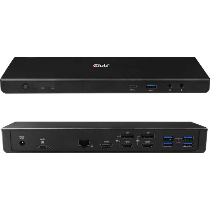 Club 3D USB Typ C 3.2 Gen1 Universelle Triple 4K Docking Station mit Ladefunktion, CSV-1562, Schwarz – Bild 3