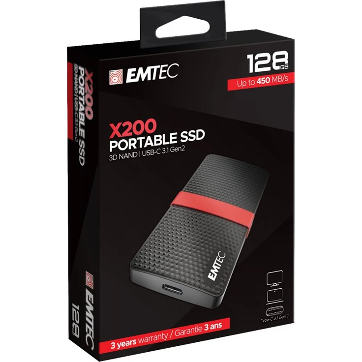 EMTEC SSD Power Plus X200 - Solid-State-Disk - 128 GB - extern (tragbar) - USB 3.1 Gen 1 (USB-C Steckverbinder) (ECSSD128GX200) – Bild 2