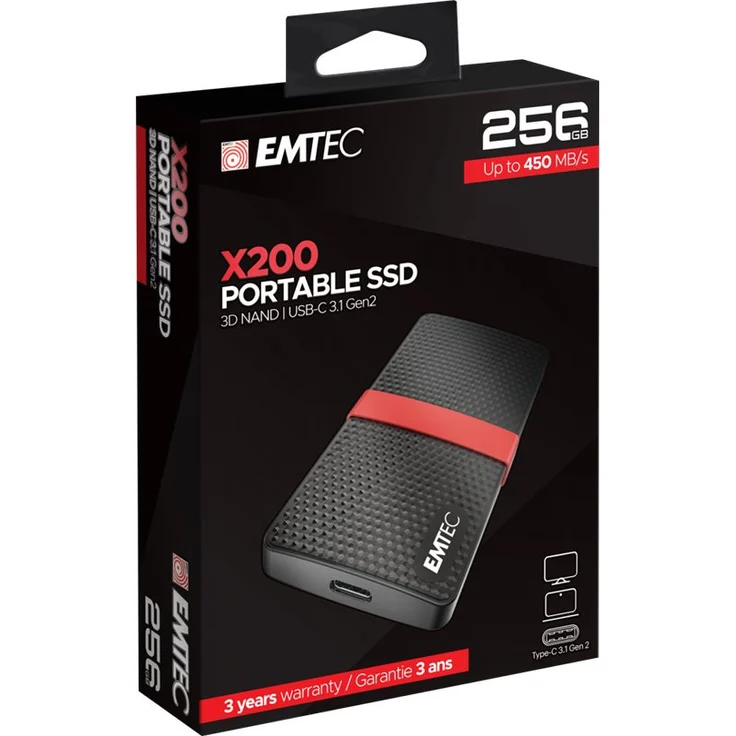 EMTEC SSD Power Plus X200 - Solid-State-Disk - 512 GB - extern (tragbar) - USB 3.1 Gen 1 (USB-C Steckverbinder) (ECSSD512GX200) – Bild 2