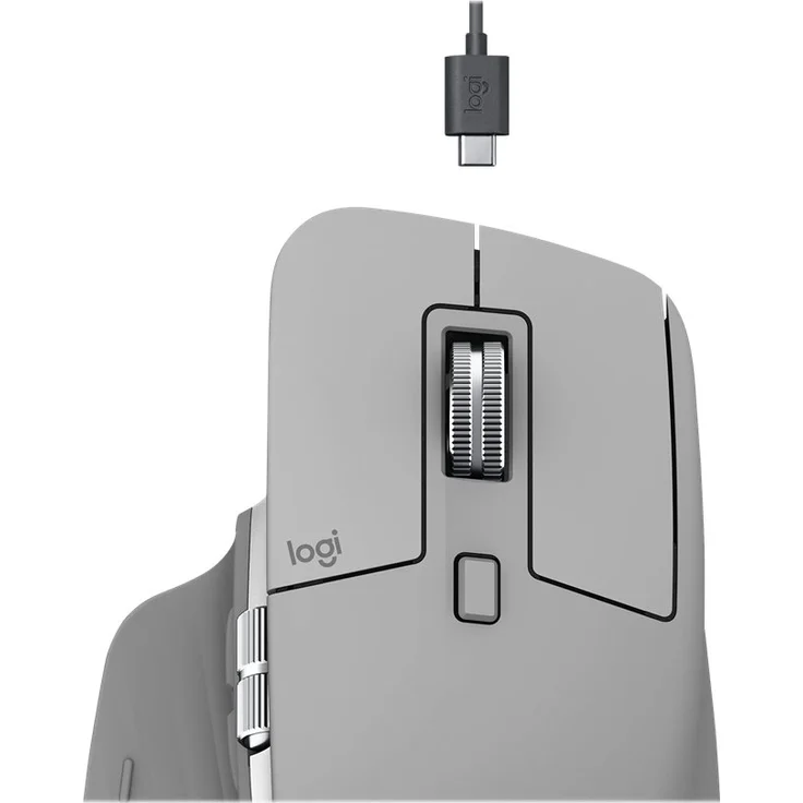 Logitech MX Master 3 Kabellose Maus, Bluetooth und 2.4 GHz Verbindung via USB-Empfänger, 4000 DPI Sensor, Ultra-schnelles Scrollen, Für alle Oberflächen, 7 Tasten, PC-Mac-iPadOS - hellgrau – Bild 4