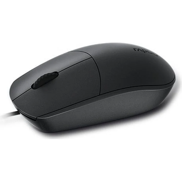 Rapoo N100 kabelgebundene Maus, 1600 DPI optischer Sensor, beidhändiges Design, einfache Installation, rutschfestes Scrollrad, schwarz – Bild 2