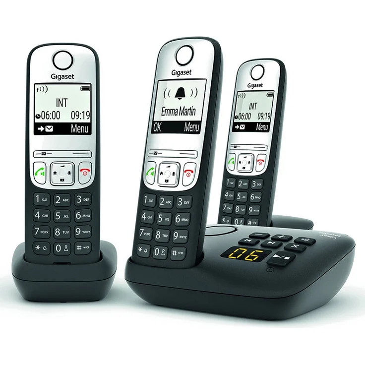 Gigaset A690 A Trio schwarz schnurlos analog (DECT) 3 Mobilteile Anrufbeantworter Display Freisprechen Telefonbuch 100 Einträge – Bild 3