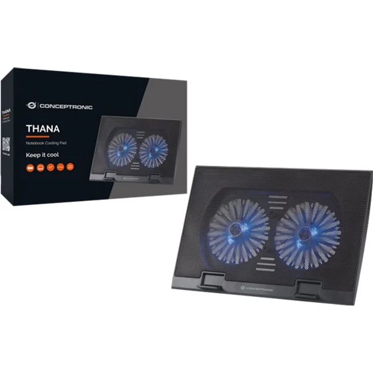 Conceptronic Thana 02B Laptop Cooling Pad, bis 17''-2 Lüfter – Bild 2