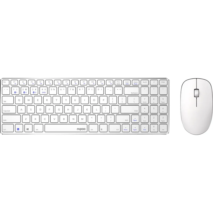 Rapoo 9300M Tastatur RF Wireless + Bluetooth QWERTZ Deutsch Weiß (18136) – Bild 1