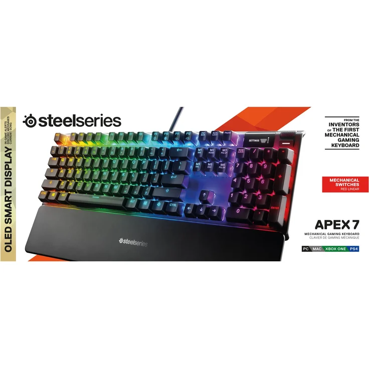SteelSeries Apex 7 - Mechanische Gaming-Tastatur OLED Smart Display Rot Schalter Deutsches (QWERTZ), Layout, Standard – Bild 7