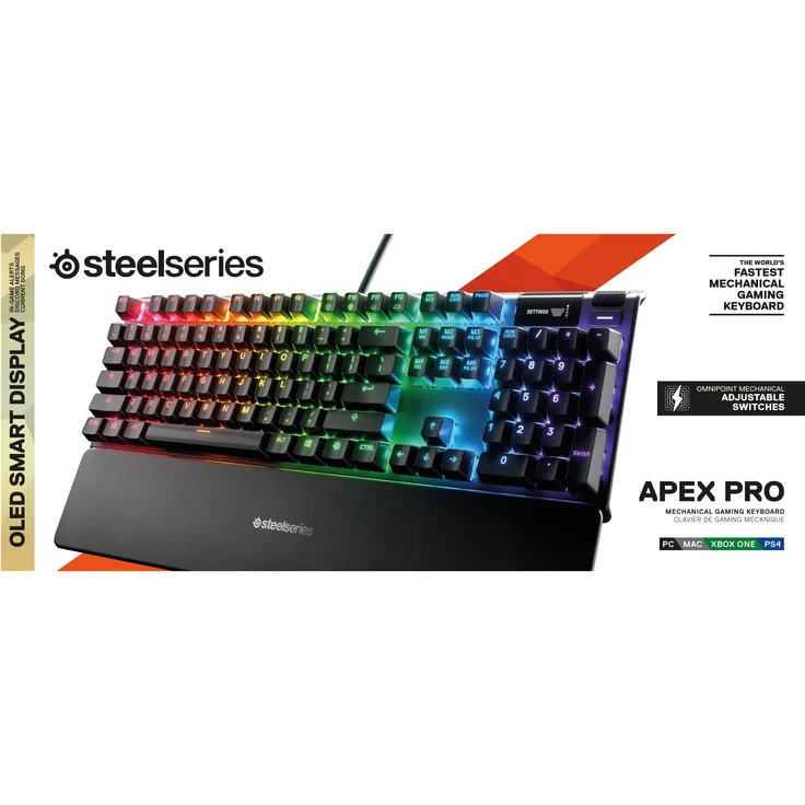 SteelSeries Apex Pro - Tastatur - mit Display - backlit - USB - Deutsch QWERTZ - OmniPoint Adjustable (64627) – Bild 8
