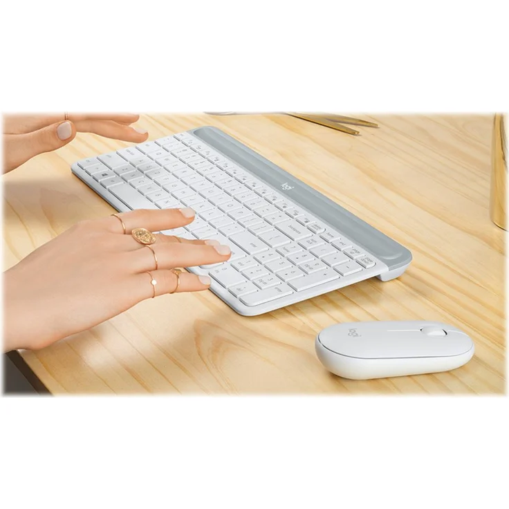 Logitech Slim Wireless Combo MK470 - Tastatur-und-Maus-Set - kabellos - 2.4 GHz - QWERTZ - Deutsch - Off-White (920-009189) – Bild 6