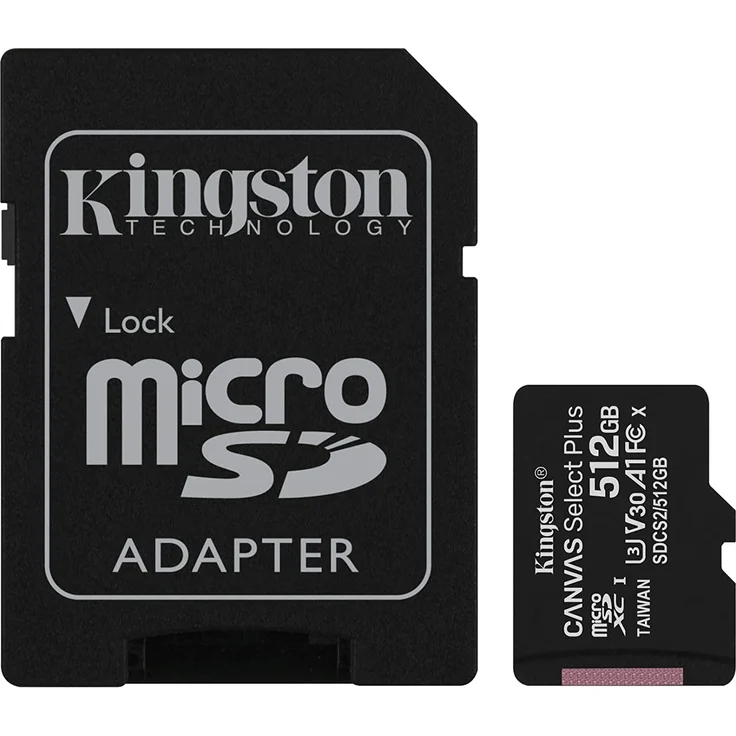 Kingston Canvas Select Plus microSD Speicherkarte, SDCS2-512GB Class 10 (inkl. SD Adapter) – Bild 1