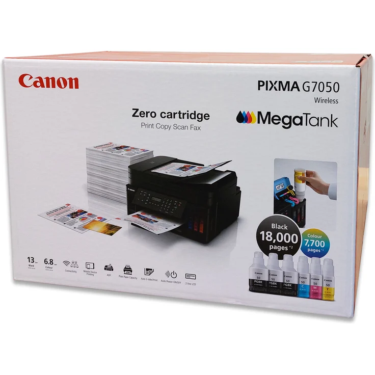 Canon PIXMA G7050 (4-in-1) Multifunktionsdrucker - (Tintenstrahl) Farbe, Druckgeschwindigkeit: 13 s/w, 6,8 Farbe, Auflösung: 4800 x 1200, USB, LAN, WLAN, Mobile Print (3114C006) – Bild 17