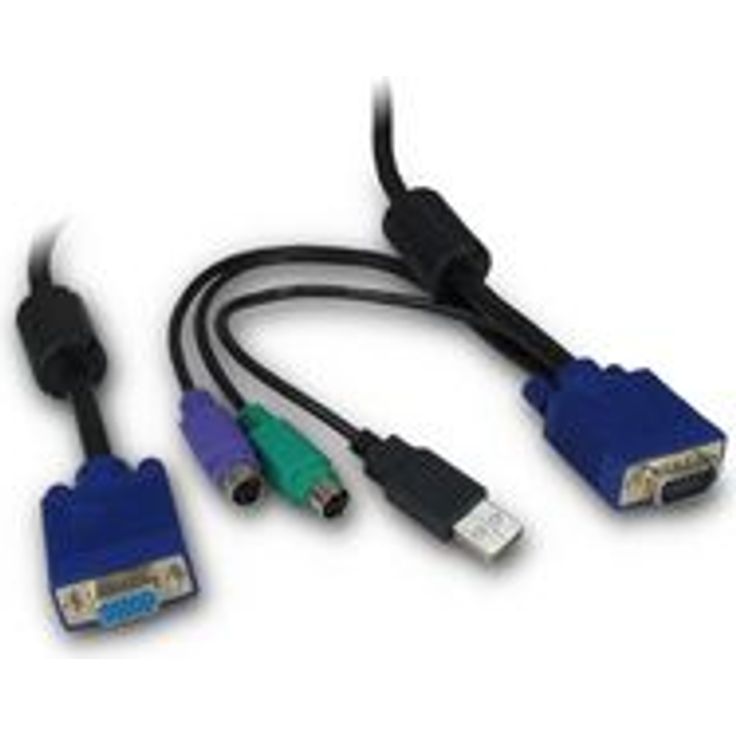 Inter-Tech IPC 19 KVM-Kabel VGA/PS2/USB, 3 m Länge