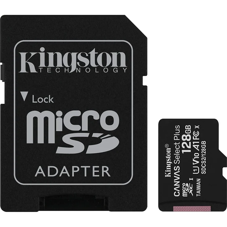 Kingston Canvas Select Plus microSD Speicherkarte, SDCS2-128GB Class 10 (inkl. SD Adapter) – Bild 1