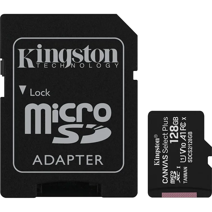 Kingston Canvas Select Plus microSD Speicherkarte, SDCS2-128GB Class 10 (inkl. SD Adapter)