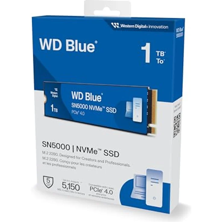 Western Digital WD Blue SN5000 NVMe SSD 1 TB interne SSD (Lesegeschwindigkeiten von bis zu 5.150 MB/s, 600 TBW, nCache 4.0, Acronis True Image) – Bild 4