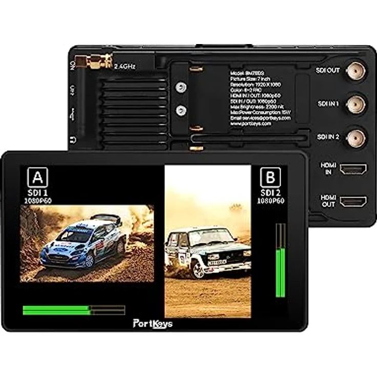 Portkeys BM7 II DS, 7 Zoll Wireless Camera Control Monitor mit 2200 Nits Helligkeit, HDMI/SDI-Eingängen und robustem Aluminiumgehäuse – Bild 1