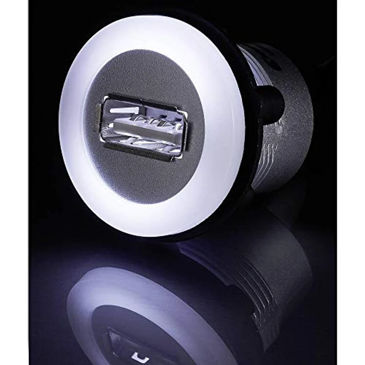TRU COMPONENTS USB A Einbaubuchse 2.0, Silber, 1 x USB A Buchse mit Beleuchtung und 1.50 m Kabel – Bild 3
