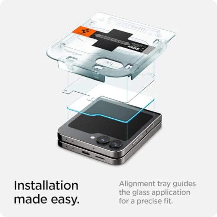 Spigen Glas.tR EZ Fit Displayschutzfolie für Samsung Galaxy Z Flip 6, 2 Stück, kratzfest, hüllenfreundlich, Touch reaktiv – Bild 3