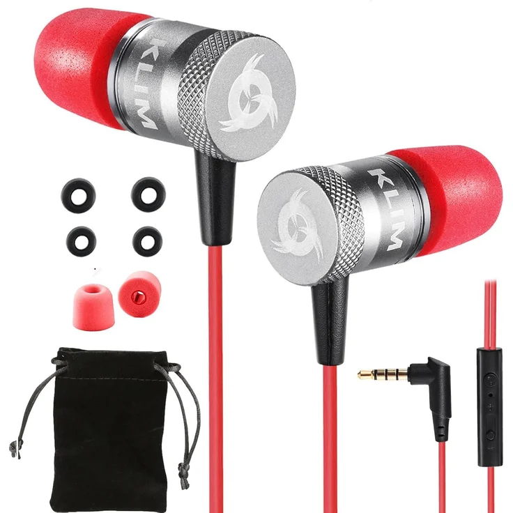 KLIM Fusion In-Ear Kopfhörer mit Mikrofon, Memory Foam, 3.5 mm Klinke, Geräuschisolierung für Gaming und Sport