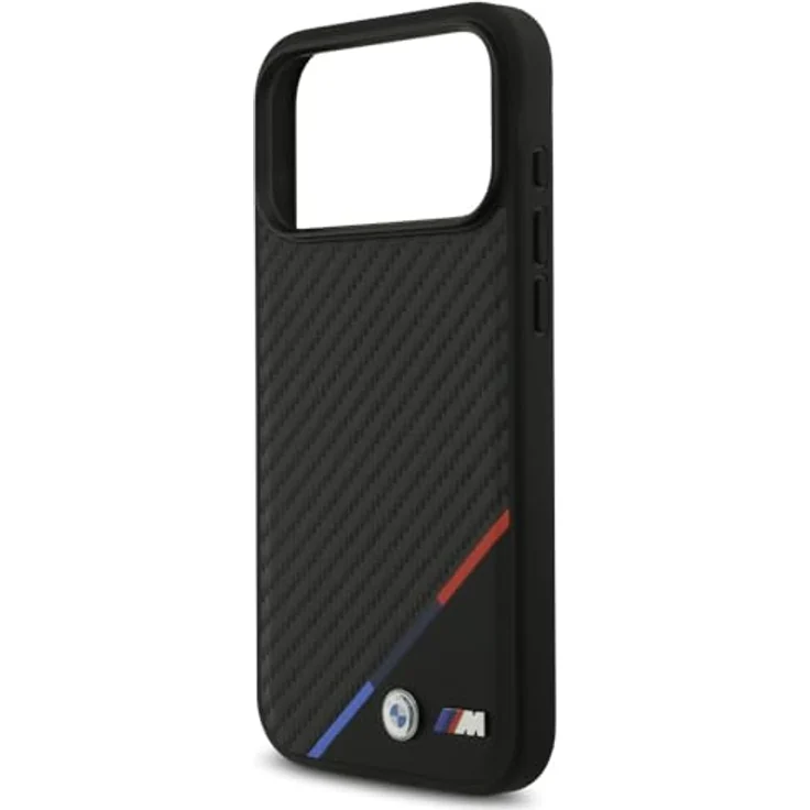 BMW M Carbon Tricolor Line MagSafe Handyhülle für iPhone 17 Pro Max, Schwarz mit Metall-Logo, 6,9 Zoll, Kantenschutz – Bild 6