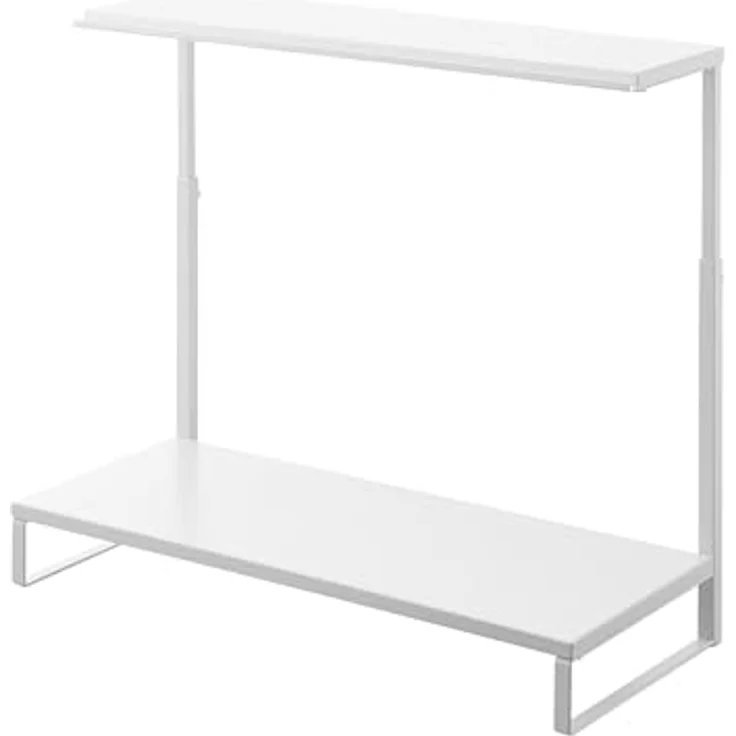 Yamazaki 1302 Tower Monitorständer, 2-stöckig, minimalistisch, weiß, Stahl/Silikon/Polypropylen, 59 x 27,5 x 38-65 cm – Bild 1