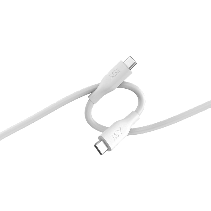 ISY ICS 5001-WT-CC, USB-C Silikonkabel, 2 m, 5 Gbit/s und 60 Watt, Weiß