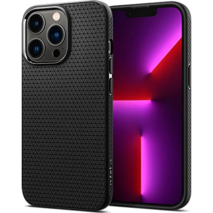 Spigen Liquid Air Hülle Kompatibel mit iPhone 13 Pro - Matte Black, Gemustertes TPU mit Air Cushion Technologie – Bild 1