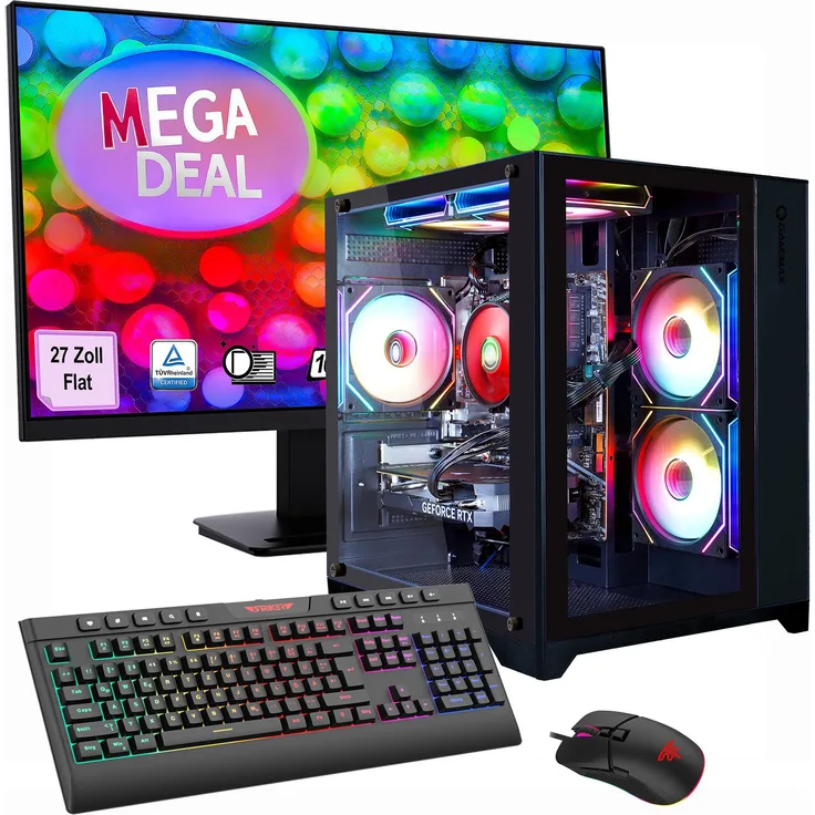 GAMEMAX Gaming-PC Infinity Mini BK, Ryzen 7 5700X, 16GB RAM, 1TB SSD, RTX 5060 Ti (16GB), Windows 11, inkl. MSI 27" LED-Monitor