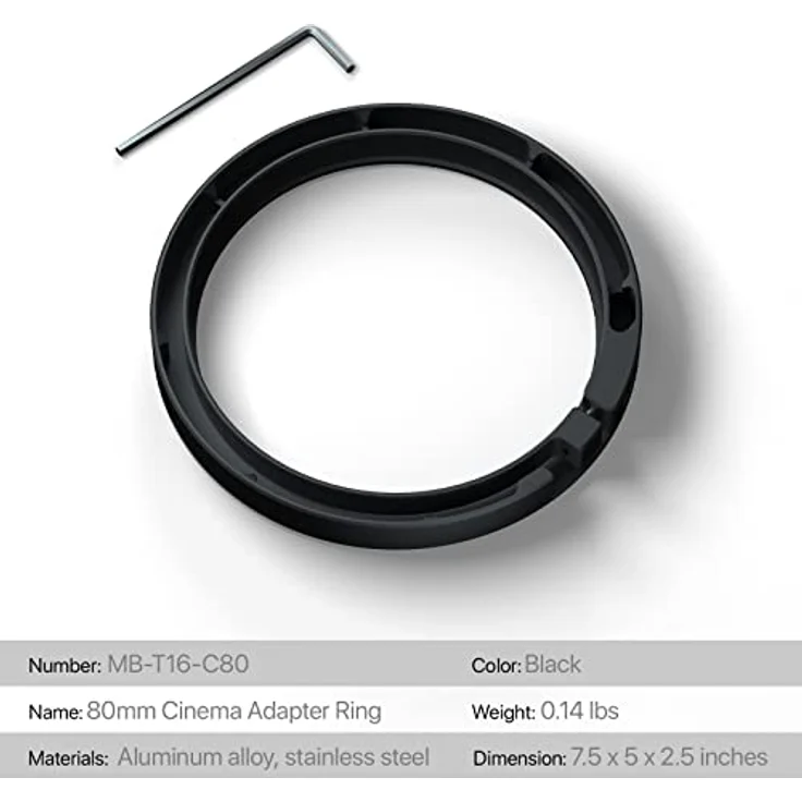 Tilta 80 mm Cinema Adapterring MB-T16-C80, Aluminium, leicht, kompatibel mit 80 mm Cine Objektiven für Mirage Matte Box – Bild 2