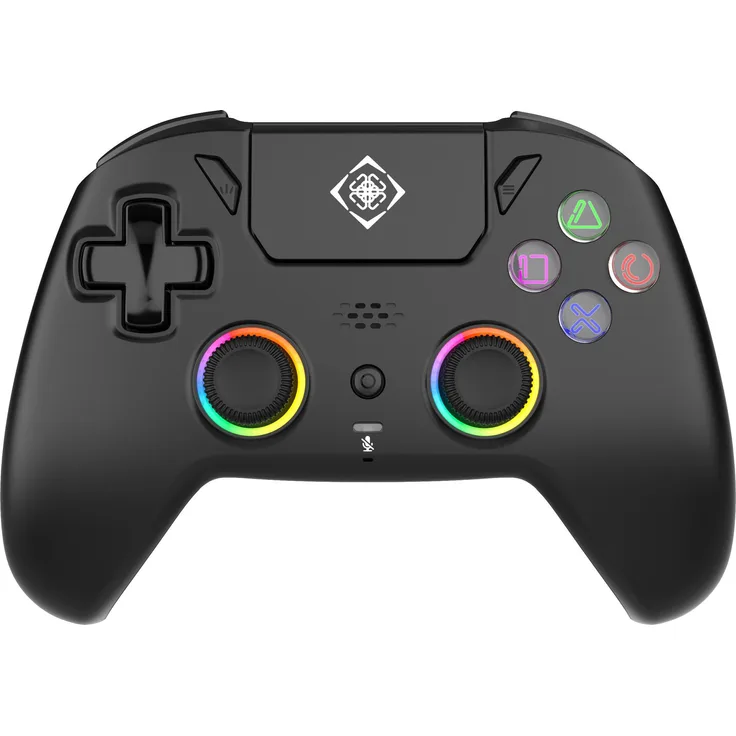 Deltaco PS5 Gaming Controller Wireless, kabelloser Gamepad mit Hall-Effekt-Sensoren, RGB-Beleuchtung und einstellbaren Triggern, Schwarz