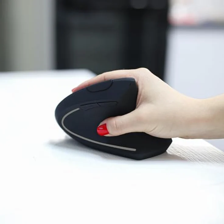 IZOXIS Vertikale Funkmaus mit kabelloser Freiheit, schwarz - Ergonomische vertikale Maus mit 6 Tasten, 2.4 GHz Verbindung, 800/1000/1200 DPI – Bild 3