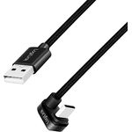 LogiLink USB 2.0 Typ-C Anschlusskabel, USB-C Stecker (180° gewinkelt) zu USB-A Stecker (gerade), Farbe: Schwarz, 1 m