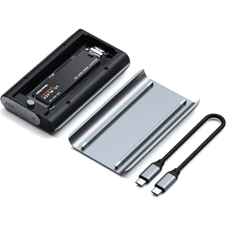 SATECHI M.2 Gehäuse – NVMe SSD Gehäuse – Unterstützt USB4, 40 Gbps, bis zu 16TB, werkzeugloses Aluminiumgehäuse, Polycarbonatgehäuse und USAP SSD Trim für die Größen 2280/2260/2242mm – Bild 1