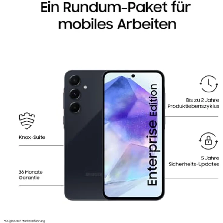 Samsung Galaxy A55 (128 GB, Awesome Navy, Enterprise Edition, 6.60", SIM + eSIM, 50 Mpx, 5G), Smartphone, Schwarz – Bild 2