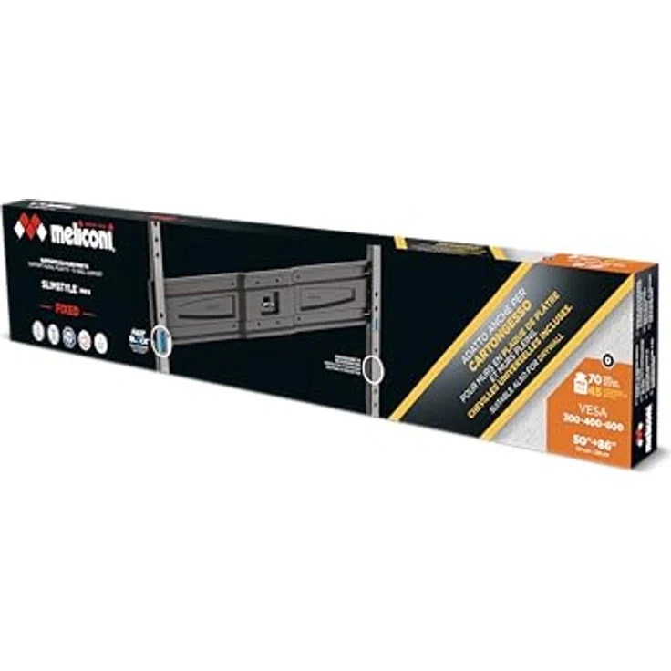Meliconi Slimstyle Plus 600 S, Feste TV-Wandhalterung, für 50-86 Zoll TVs, Vesa 300-400-600, hergestellt in Italien, weiß – Bild 4