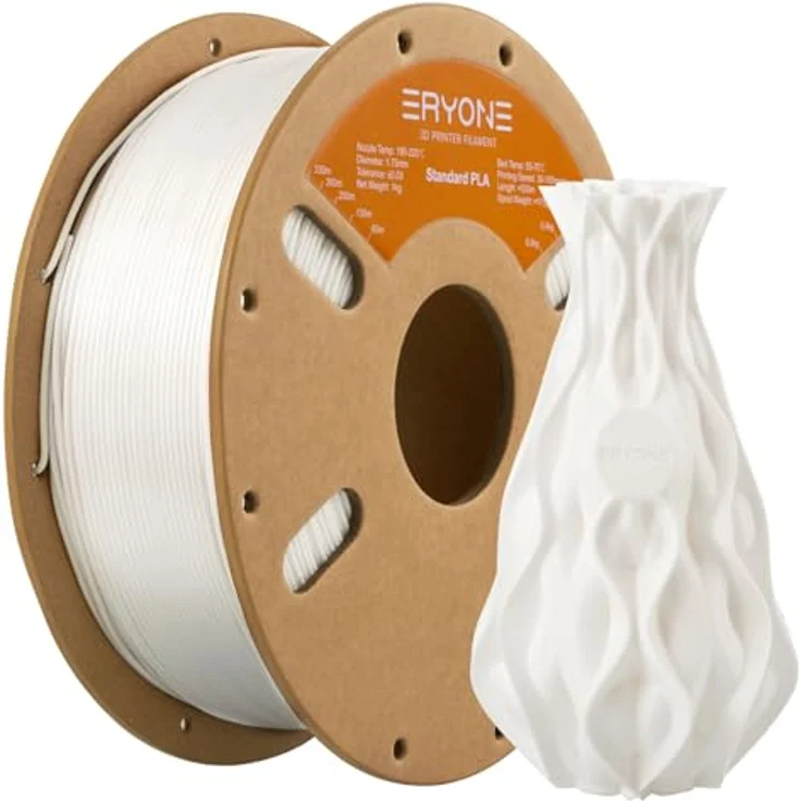 ERYONE PLA Filament 1.75 mm, 3D Drucker Filament mit Maßgenauigkeit +/- 0,03 mm, 1 kg Spule, Jade-Weiß – Bild 1