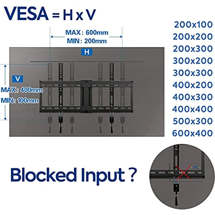 Mounting Dream TV Wandhalterung Neigbar Halterung für die meisten 42-70 Zoll LED, LCD und Plasma TVs bis zu VESA 600x400 mm und 60 kg, inklusive 6 ft. HDMI-Kabel, MD2268-LK-02 – Bild 4