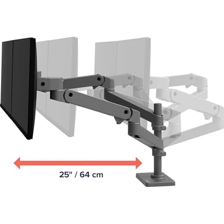 Ergotron LX Pro 45-690-293 Flachbildschirm-Tischhalterung, 68,6 cm (27"), ergonomisch, höhenverstellbar, dunkles Grau – Bild 5
