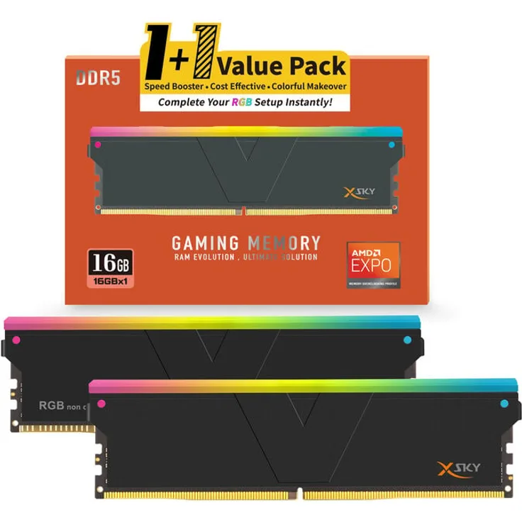 V-Color Manta XSky RGB DDR5-6000 RAM, CL30, EXPO - 16 GB Single-Kit, schwarz