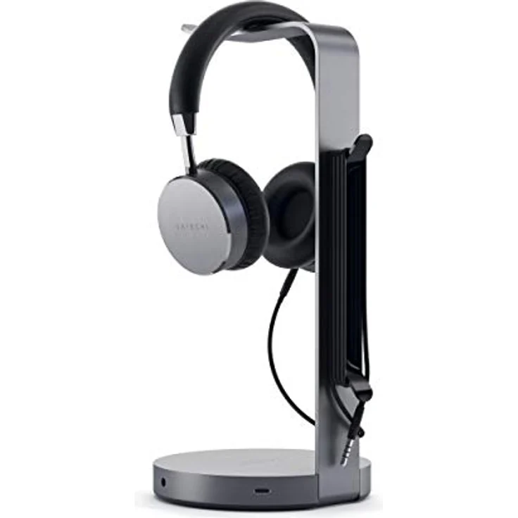 Satechi ST-UCHSHM Kopfhörerständer, Aluminium mit USB-Hub und Ladestation, anthrazit – Bild 5