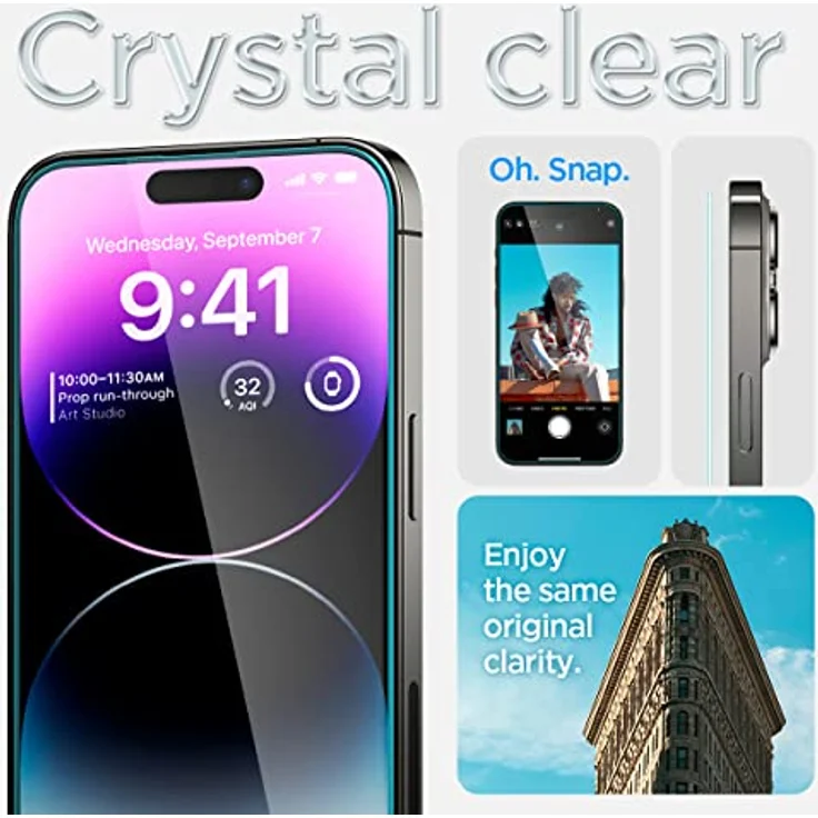 Spigen Glas.tR EZ Fit Schutzfolie kompatibel mit iPhone 14 Pro Max, 2 Stück, Kratzfest, 9H Härte Folie – Bild 5