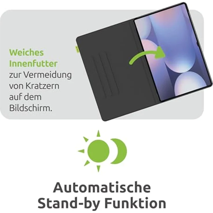 Gecko Covers Tablet Hülle aus Kaktusschale für Samsung Galaxy Tab S10 FE Plus – Schlaf-/Wachfunktion, Schwarz – Bild 4
