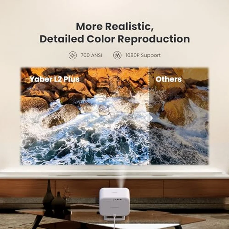 Yaber L2 Plus, Full HD Beamer mit 700 lm Helligkeit, 1.38:1 Projektionsverhältnis, Weiss – Bild 8