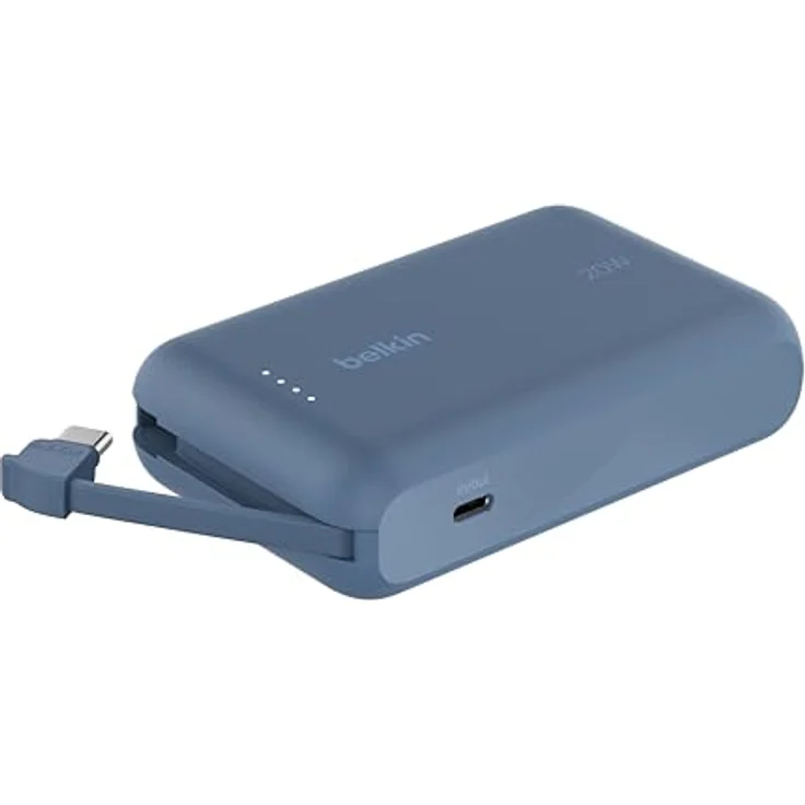 Belkin BoostCharge Power Bank, Portable Powerbank 10000mAh mit integriertem Kabel, PD 20 W – USB-C Power Delivery, in schwarz – Bild 1